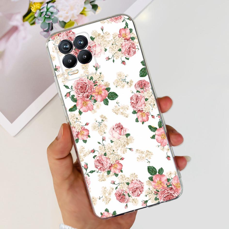 Чехол для Realme 8 Pro Модный Цветок Сердце Мягкий Силикон Прозрачная Крышка Для Realme 8 5G RMX3241 Funda на Realme8 RMX3085 Coque