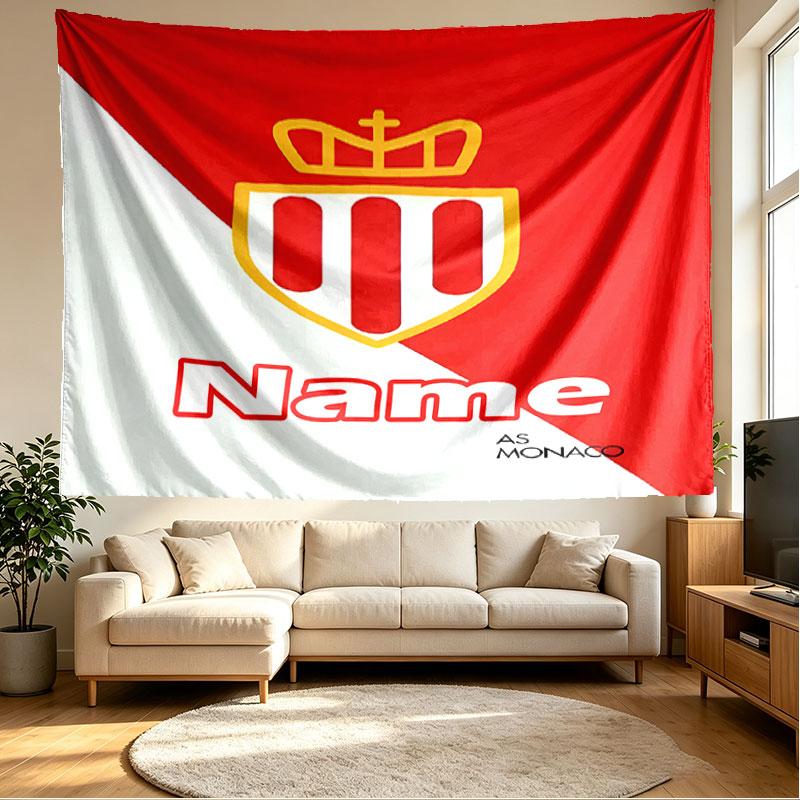 Custom Name Personalized AS Monaco Print Tapestry, Wall Art Decor, Bedroom, Dorm, Apartment, LivingRoom, Party Backdrop, Gift for Birthday