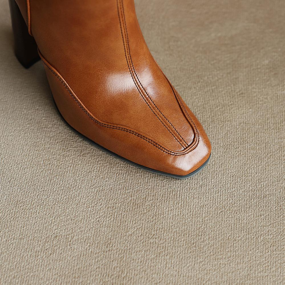 Коричневые черные женские полусапожки на высоком каблуке большого размера 50