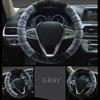 Winter Super Soft Plush Creative Stitching Car Steering Wheel Cover Universal,Warm Faux Fur Auto Handlebar On the Steering-Wheel