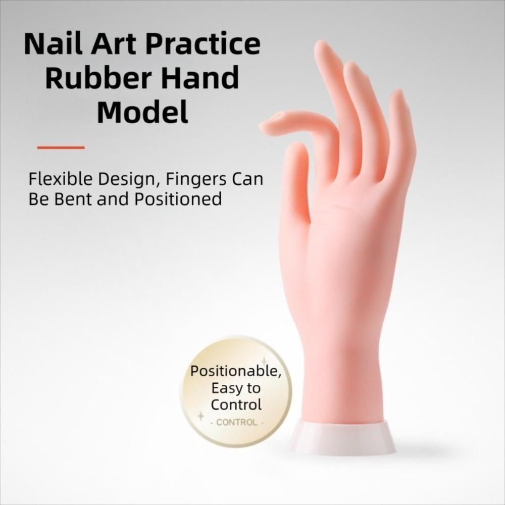 1 Set Bendable Flexible Training Mannequin Hand Magnetic Nail Art Model Hand with Stand Nail Salon
