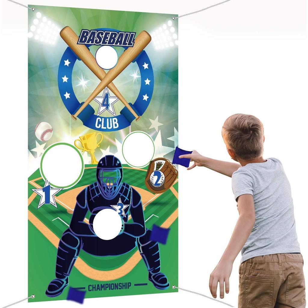 1Pc, Baseball Toss Games With 3 Bean Bags, Indoor Outdoor Bean Bag Toss Game For Sport Theme Party Decorations Supplies