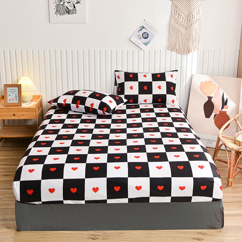 White Bed Sheet With Elastic Band Marbling Printed Single/Queen/King Size Fitted Bed Sheets For Double Beds All-Around Bed Cover