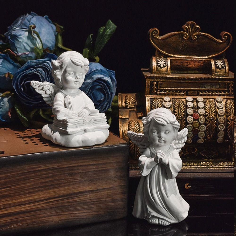 Resin Crafts High Quality Peaceful Prayer Angel Figurine Desktop Ornaments Sculpture Flower Fairy