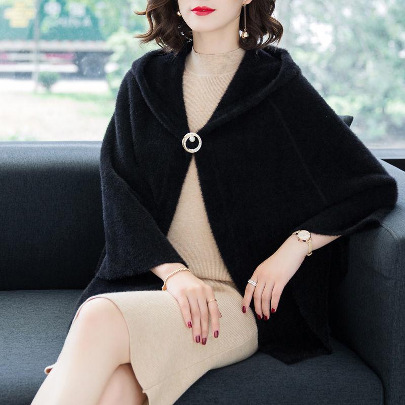 Накидка шаль женская короткая осень и зима толстый кардиган плащ плечо женский вязаный свитер