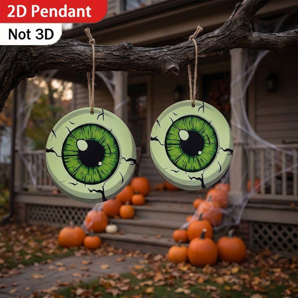Creative Halloween Luminous Eyeball Ornament Round Wooden Cat Eyes Pendant Scene Props