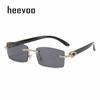 New Lady Small Rimless Square Diamonds Sunglasses Women Brand Fashion Rhinestone Gradient Rectangle Sun Glasses Female Uv400