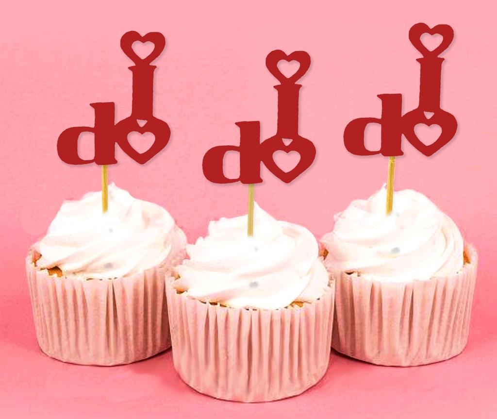 Darling Souvenir Wedding I Do Cupcake Toppers Party Dessert Decorations - Pack Of