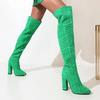 Модные длинные сапоги женские остроносые однотонные сапоги до бедра модные сапоги на толстом высоком каблуке до колена женские сексуальные туфли для вечеринок женские НОВЫЕ