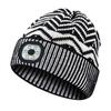 Unisex Striped Print LED Light Hat Knitting Beanie Hat Winter Outdoor Ridding Night Running Warning Light Hat Streetwear