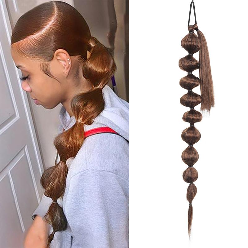 Парик-фонарь с пузырьками и хвостиком 30 дюймов, женский длинный синтетический парик с косичками, натуральный, для ролевых игр на Хэллоуин, вечеринка