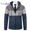 Autumn  Hooded Warm Sweater for Men with Thick and Velvet Men Knitted Sweatercoats Patchwork Jacket Male