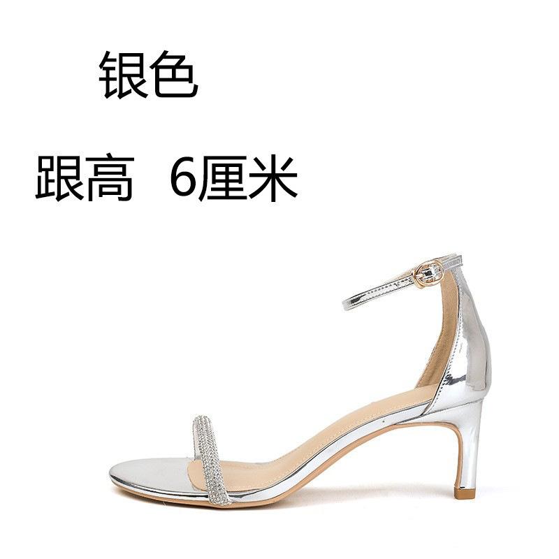 SW черные стразы лето 2025 новые босоножки на ремешке через палец со стразами шпилька с открытым носком универсальные туфли на высоком каблуке женские