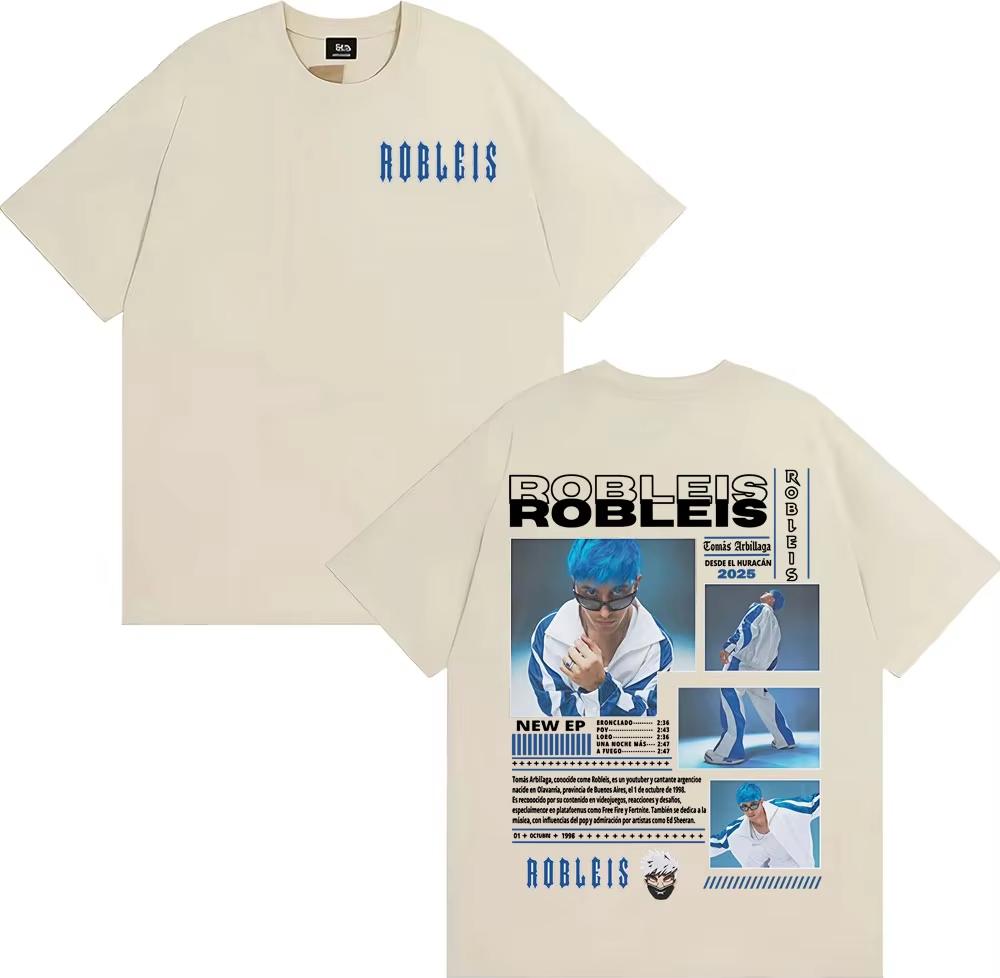 Rapper Robleis Album Unisexs Women High Street Retro Short Sleeve T Shirt Cotton Oversized Tshirt 2026 Tour Printed Tshirts