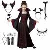 Halloween Costume for Kids Halloween Fantasy Vampire Costume Girls Long Tutu Dress Kids Carnival Outfit Gothic Feather Clothes
