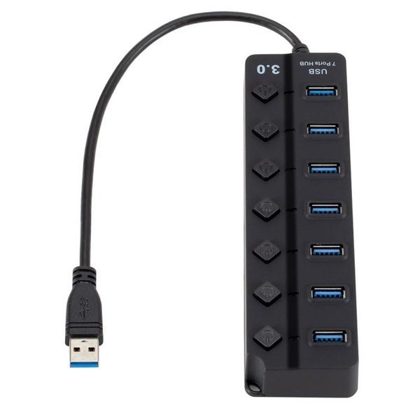 4/7-портовый концентратор USB 3.0. Высокоскоростной разветвитель-распределитель 5 Гбит/с с независимым светодиодным переключателем. Зарядный концентратор USB 3.0.