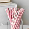 25 шт. соломинок для вечеринок, коктейлей, смузи, дня рождения, свадьбы, рождественских украшений, биоразлагаемые розовые бумажные соломинки