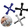 4 In 1 Multifunction Electrician Plumber Utility Cross Switch Wrench Universal Square Triangle Key for Gas Train Bleed Radiator