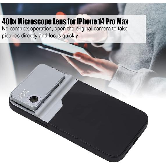 Phone Microscope Lens, HD 400x Zoom Phone Micro Lens Attachment, Adjustable All Inclusive Design Quick Focus with LED Light for 14 Pro