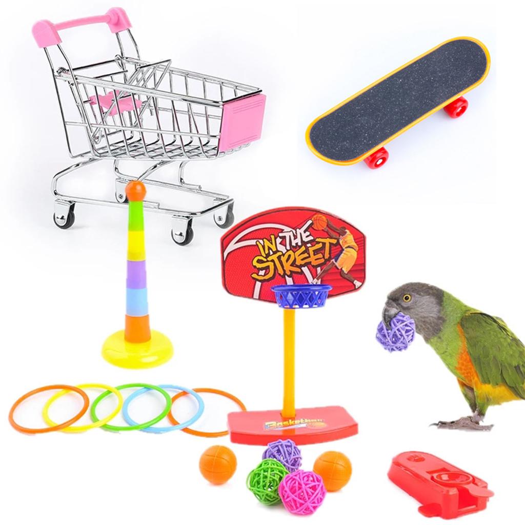 Bird Training Toys Set Parrot Intelligence Toy Colorful Safe Material for Budgie Parakeet Cockatiel Macaw 4 Sorts