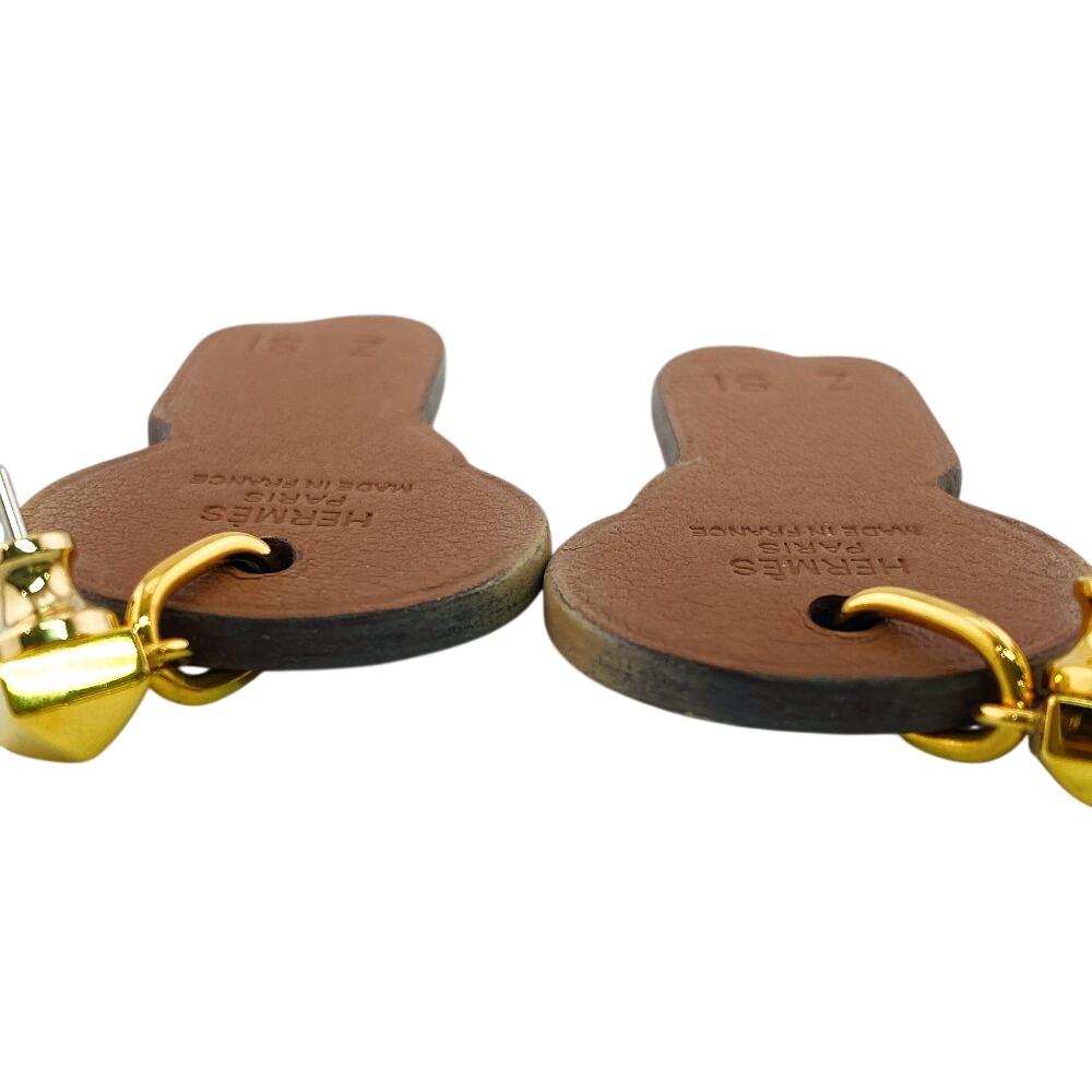HERMES leather H Curiosité Pierce Brown leather Used