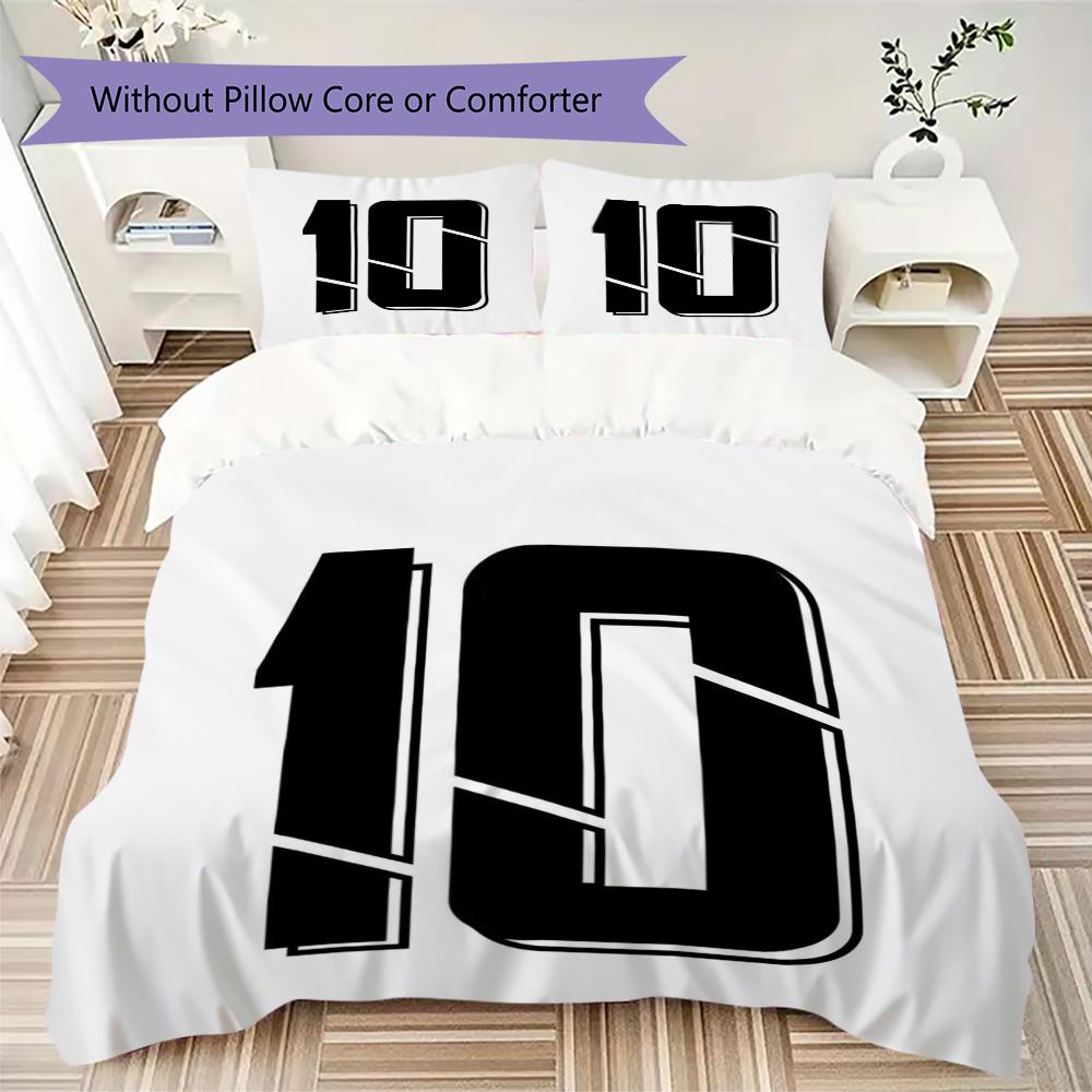 MESSI 10 Pattern Bedding uilt Set uilt Cover Pillowcase Home Decoration Birthday Gift (1 * duvet cover + 2 * pillowcase without core)