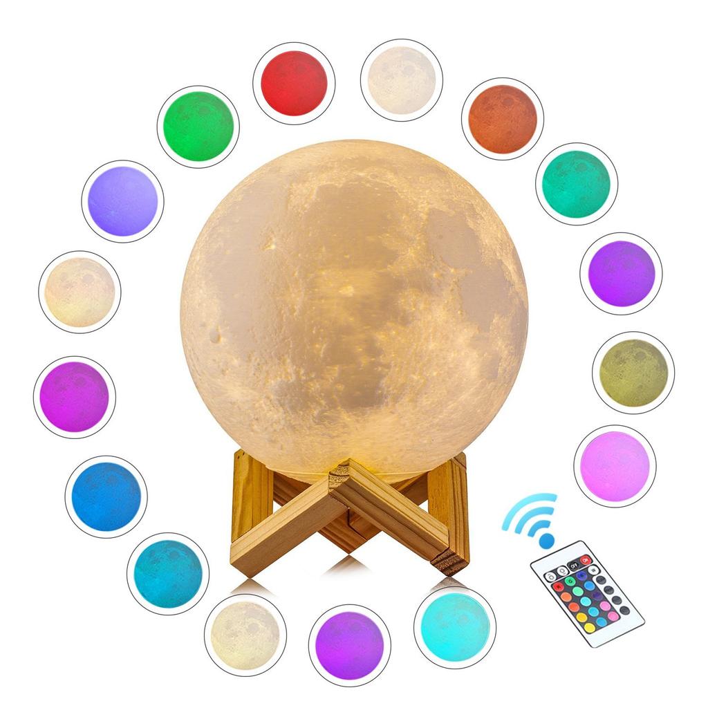Moon Lamp Moon Light 3D Print Lunar Light Rechargeable Touch 2 Color Change Night Lamp 16 Colors LED Night