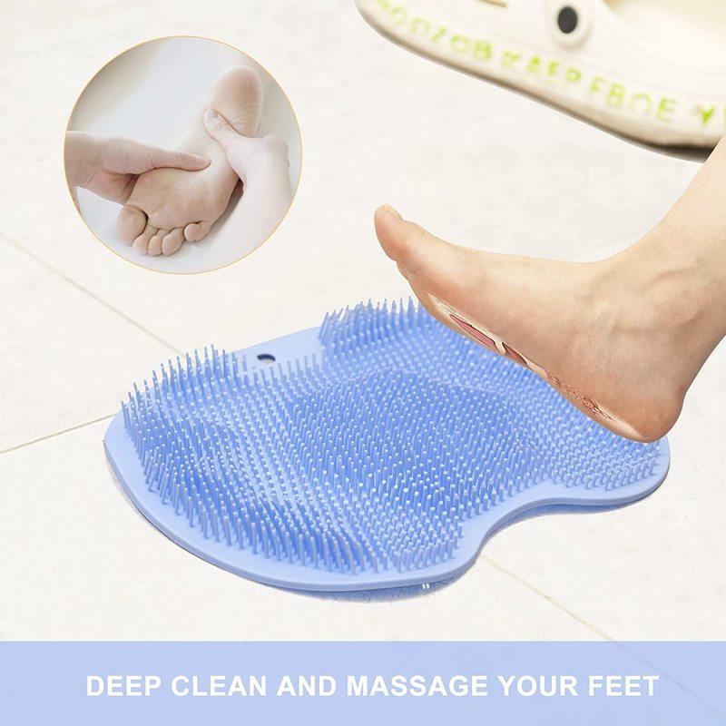 Reusable Shower Back Scraper Cleaning Brush Shower Bathroom Non-slip Wash Foot with Sucker Bath Massage Foot Exfoliating Brush Pad