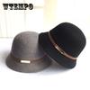 Ladies Wool Top Hat Leather Decoration Fashion Woolen Small Basin Hat Black Hat