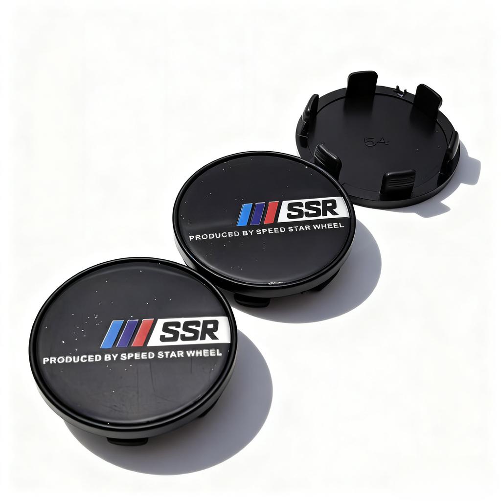 DBS3  4pcs JDM SSR Logo Emblem Car Wheel Center Caps O.D 54MM Clips 49MM Wheels Hub Cap Rim Hubcaps Dust Cover Replace Car Accessories