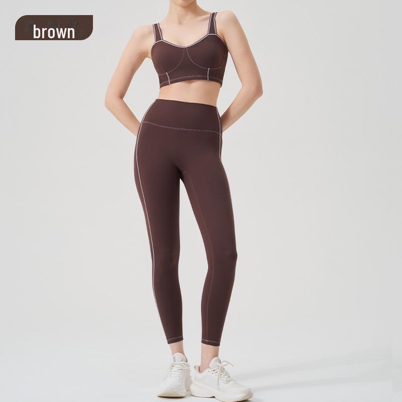 Высокоэффективный женский костюм для йоги и фитнеса: Однотонный, высокоэластичный, облегающий