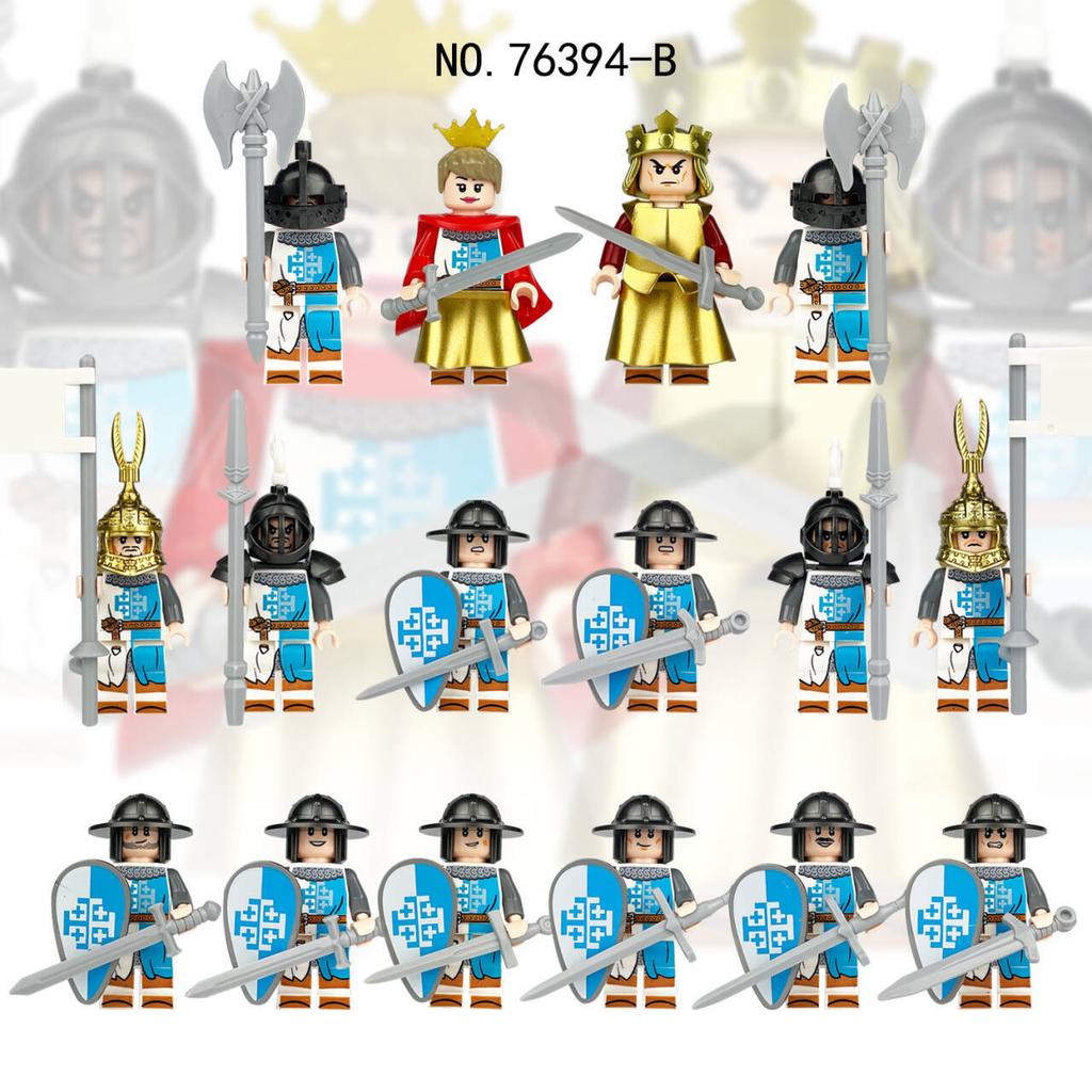 76394AB 76397AB European Medieval Soldier King Queen Building Block Figurine Assembly Toy