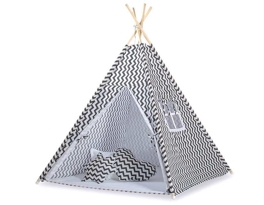 Tipi tent for children + feather pendants - Chevron black