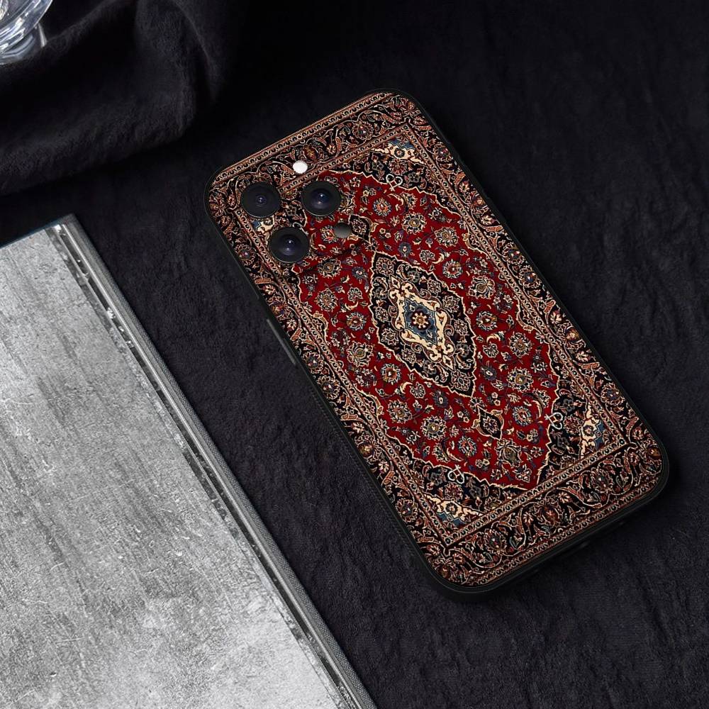 Чехол для телефона с цветочным узором в стиле персидского ковра для iPhone 17 16 15 11 13 14 Pro Max X Xr Xs Max 12mini Черный защитный чехол