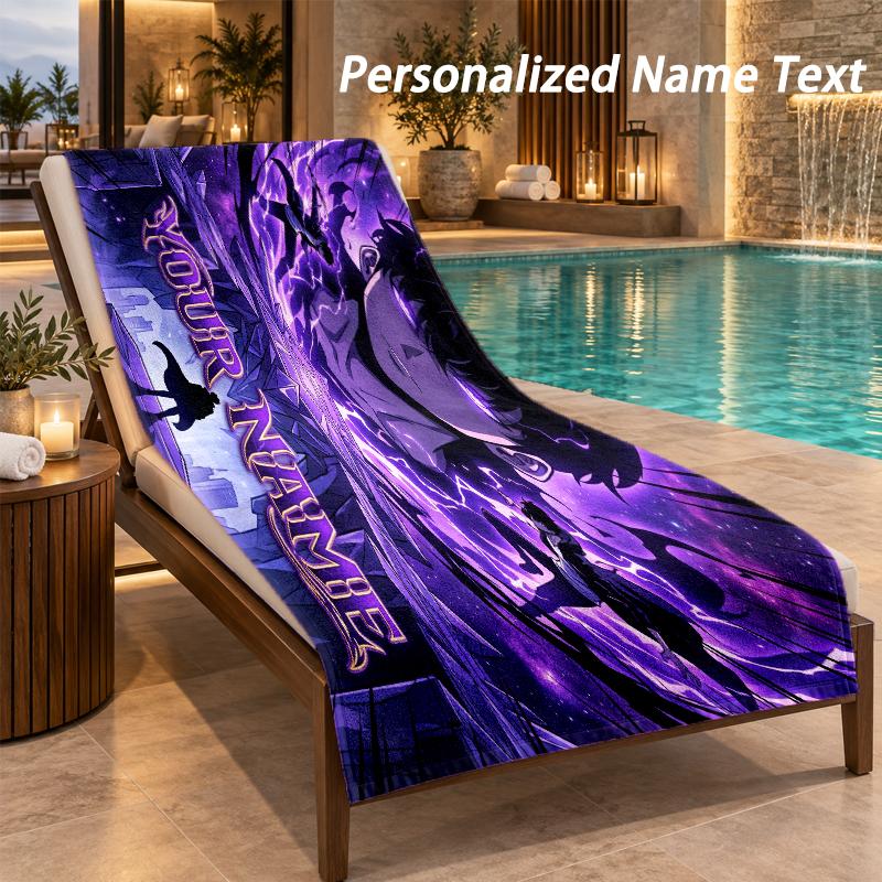 Solo Leveling Custom Name Beach Towel Large Soft Towel for Indoor Bathroom Outdoor Beach