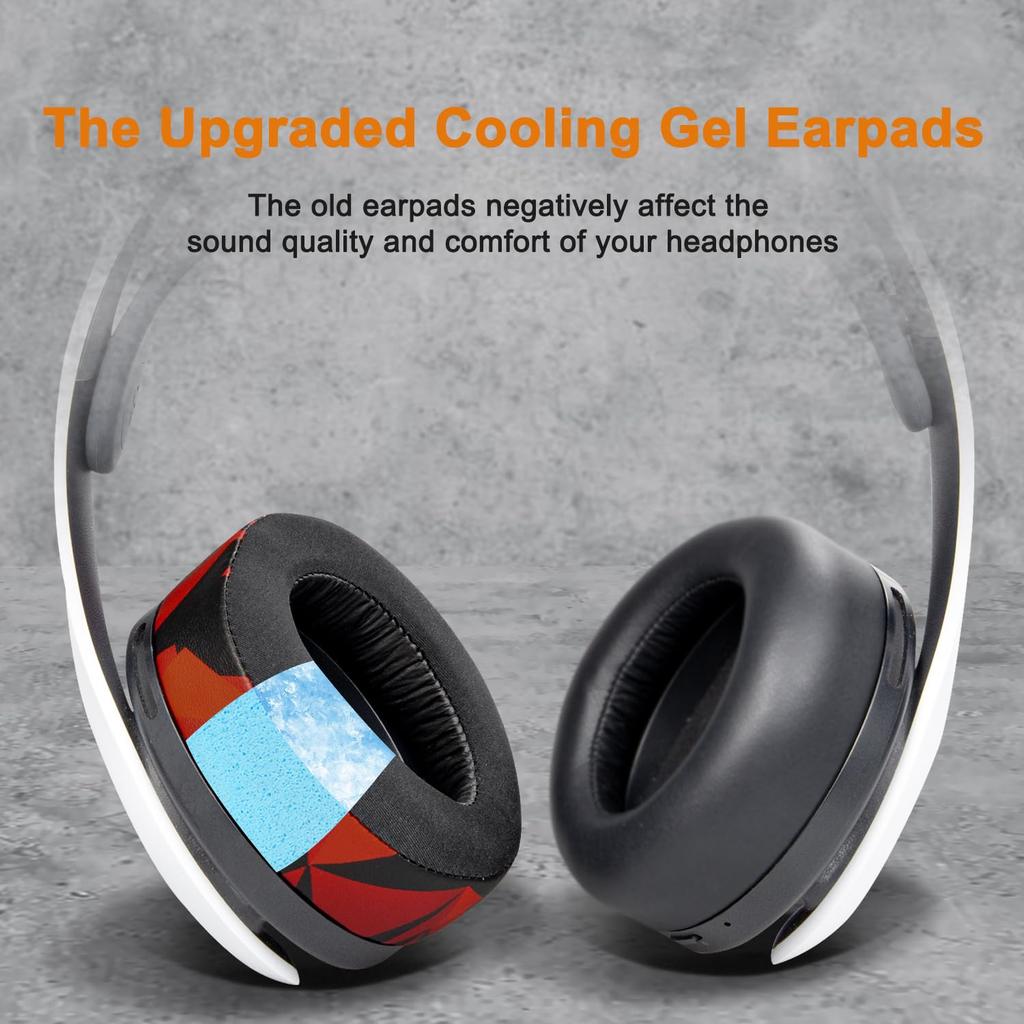 SOULWIT Cooling Gel Pads Ear Pads Ear Cushions for Sony PULSE 3D PlayStation 5 PS5 Wireless Headset Replacement Pads Cooling Ear Pads High Density