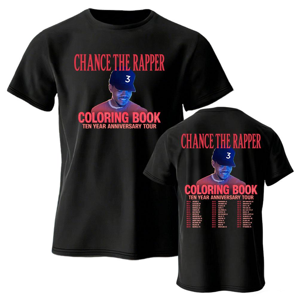 Футболка с коротким рукавом из хлопка, дизайн TEe CHANCE THE RAPPER, к 10-летию тура The Coloring Book, летняя футболка, мужская одежда
