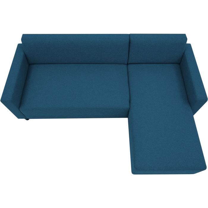 BOB 4-seater Fixed Corner Sofa - Navy Fabric - Reversible - L 197 X D 117 X H 65 Cm