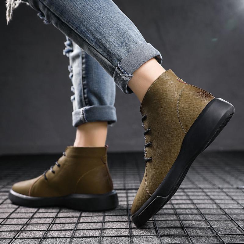 Модные зимние мужские роскошные брендовые ботинки на мягкой подошве для походов, ботинки для пустыни, плюшевые кожаные модные джинсовые ботинки на шнуровке