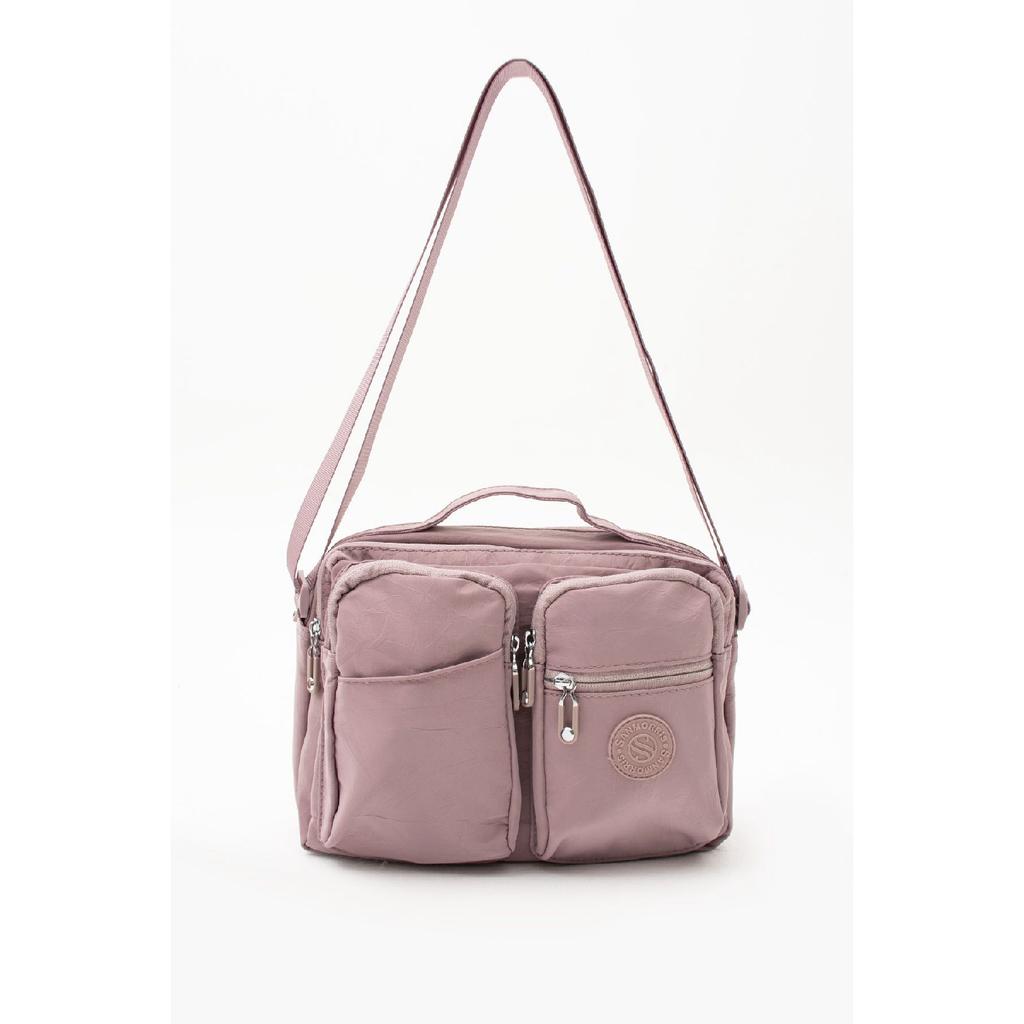 Women's Multi-pocket Waterproof Satin Fabric Adjustable Cross Strap Shoulder Bag