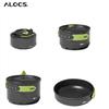 ALOCS Легкий набор посуды для кемпинга на открытом воздухе из 4 предметов - антипригарное покрытие, ветрозащита, быстрый нагрев - портативная посуда для походов