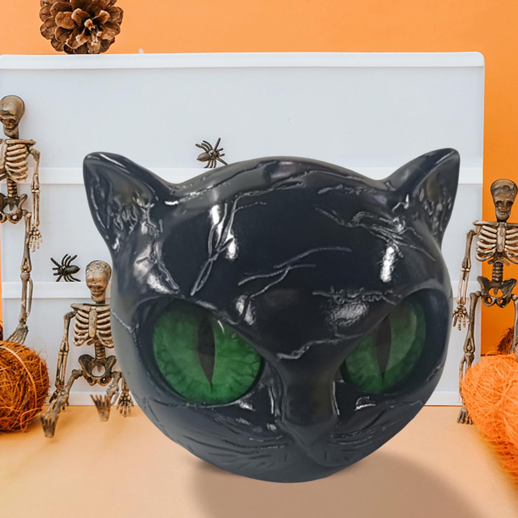 1/2/3PCS Black Cat Figurine Resin Luxury Black Cats Stone Sculpture Decorative Cat Head Ornament Home Office Desk Decor Gift