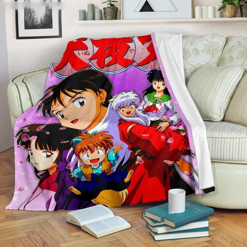 Inuyasha Blanket Comfort Soft Throw Fleece Anime Blanket for Bed Couch Travel Warm Cozy Cover