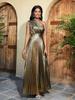 Party Dress Shiny Elegant Women Even Luxury Maxi Long Metallic Pleated One Shoulder Sleeveless Glitter Shimmer Gowns Outfits