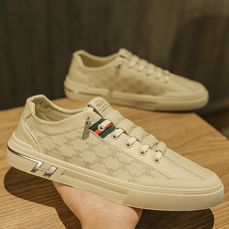 Летняя мужская обувь, дышащая, новая, универсальная, спортивная, белая, мужская, повседневная, кожаная обувь, модная обувь