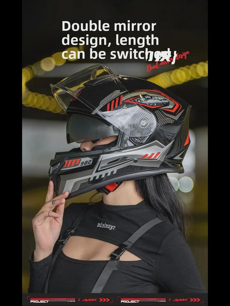 Мужской и женский зимний мотоциклетный шлем с двойной линзой для всесезонной езды