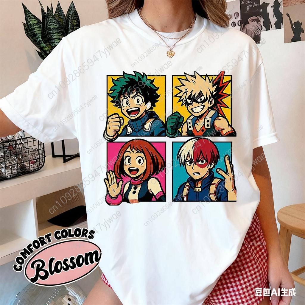 My Hero Academia T-Shirt Deku Bakugo&Todoroki Anime Graphic T-Shirt Fan Gift Tee Summer Men'S And Women'S High-Quality T-Shirt