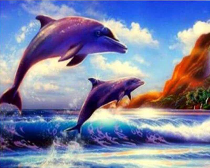 5D DIY алмазная живопись дельфины пейзаж Алмазная вышивка крестиком морские животные фотографии из стразов мозаика домашний декор