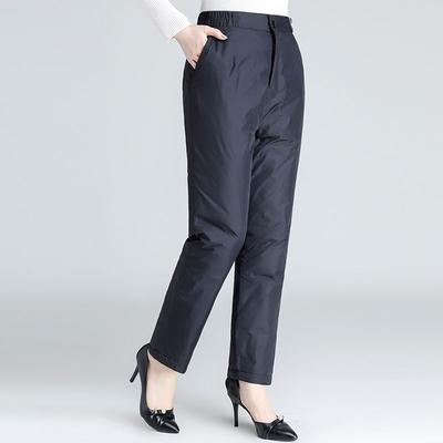 Женские зимние брюки больших размеров из утолщенного хлопка, однотонные, с высокой талией, теплые и удобные брюки на утином пуху