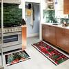 Christmas Winter Truck Tree Plaid Kitchen Rug Doormat Carpet Easy To Clean Farmhouse Style for  Dining Room Bathroom Home Decor